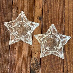 Clear Glass Star Candle Holders - Set of 2